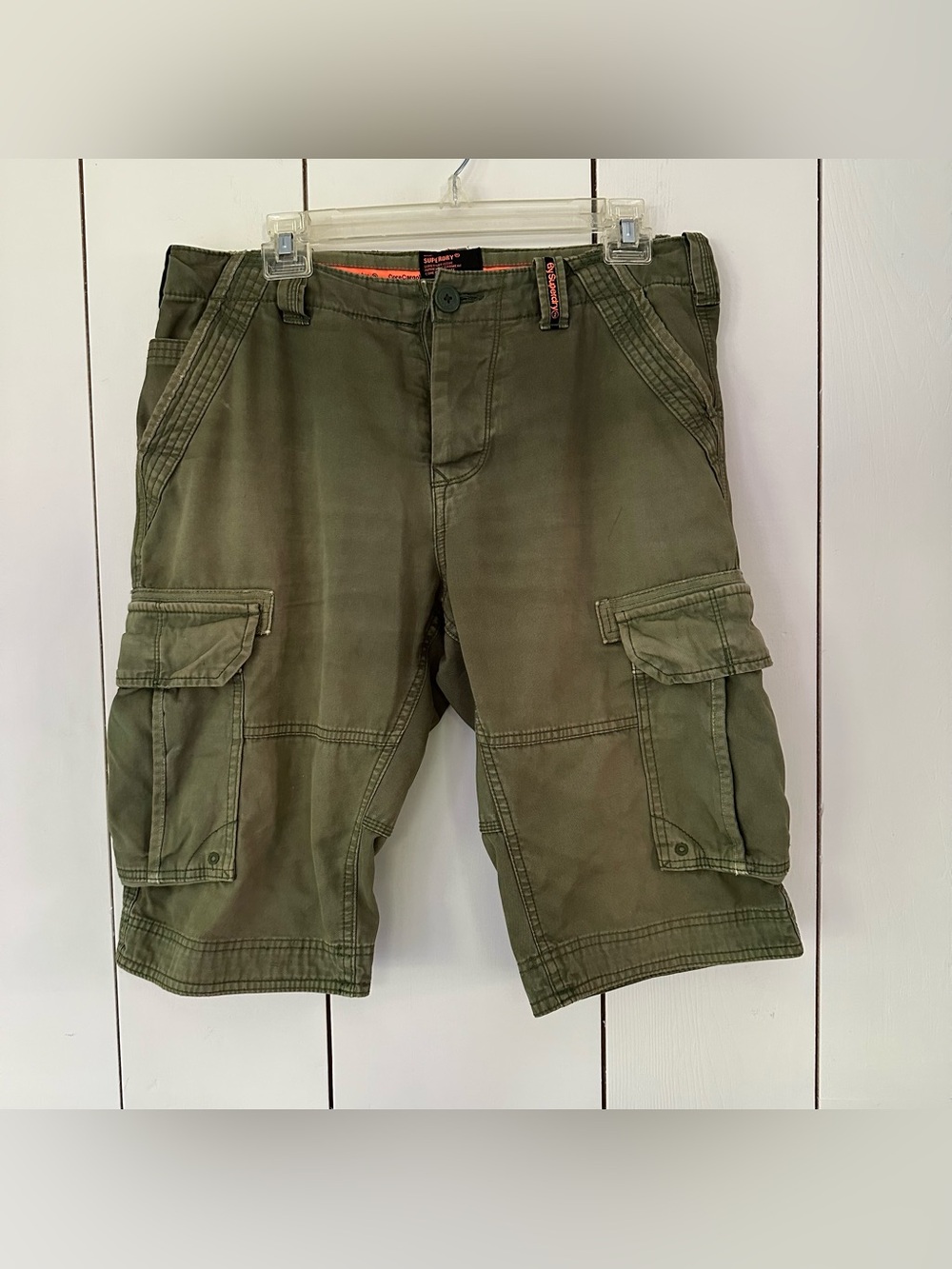Superdry Issue Authentic Garment Core Cargo Lite Shorts Sz 32 Army Green